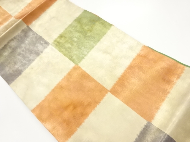 引箔市松模様織出し名古屋帯